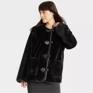Universal Thread Women's Faux Fur Coat Black Size Medium